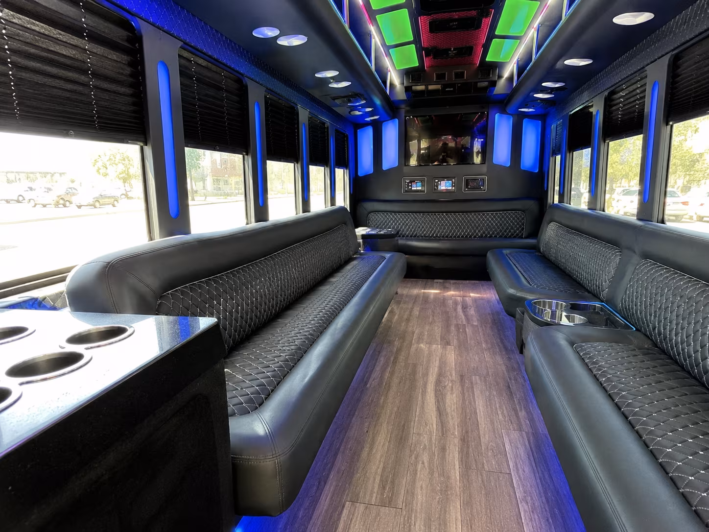 roanoke 15 passenger party bus inside