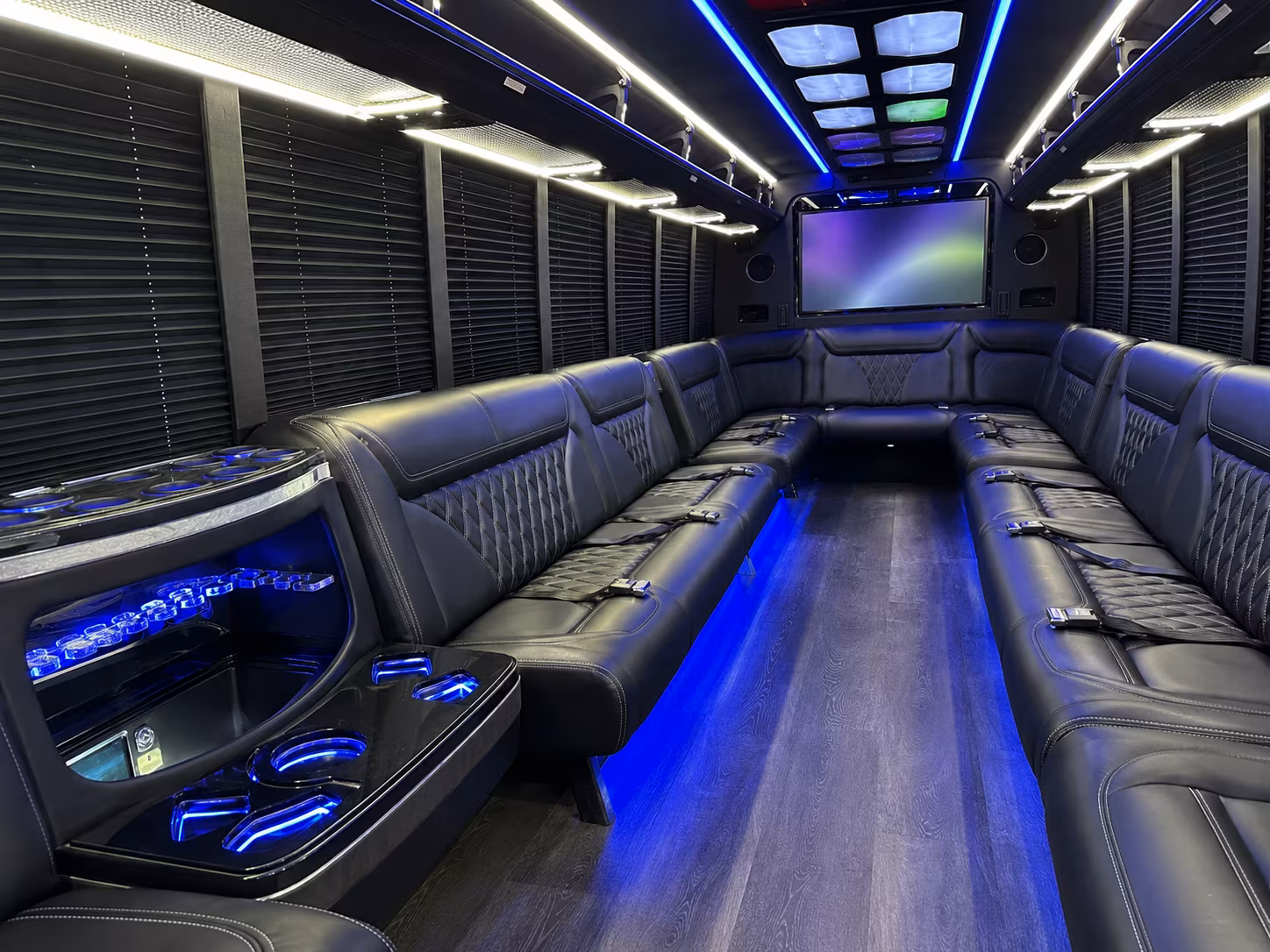 roanoke 20 passenger party bus inside