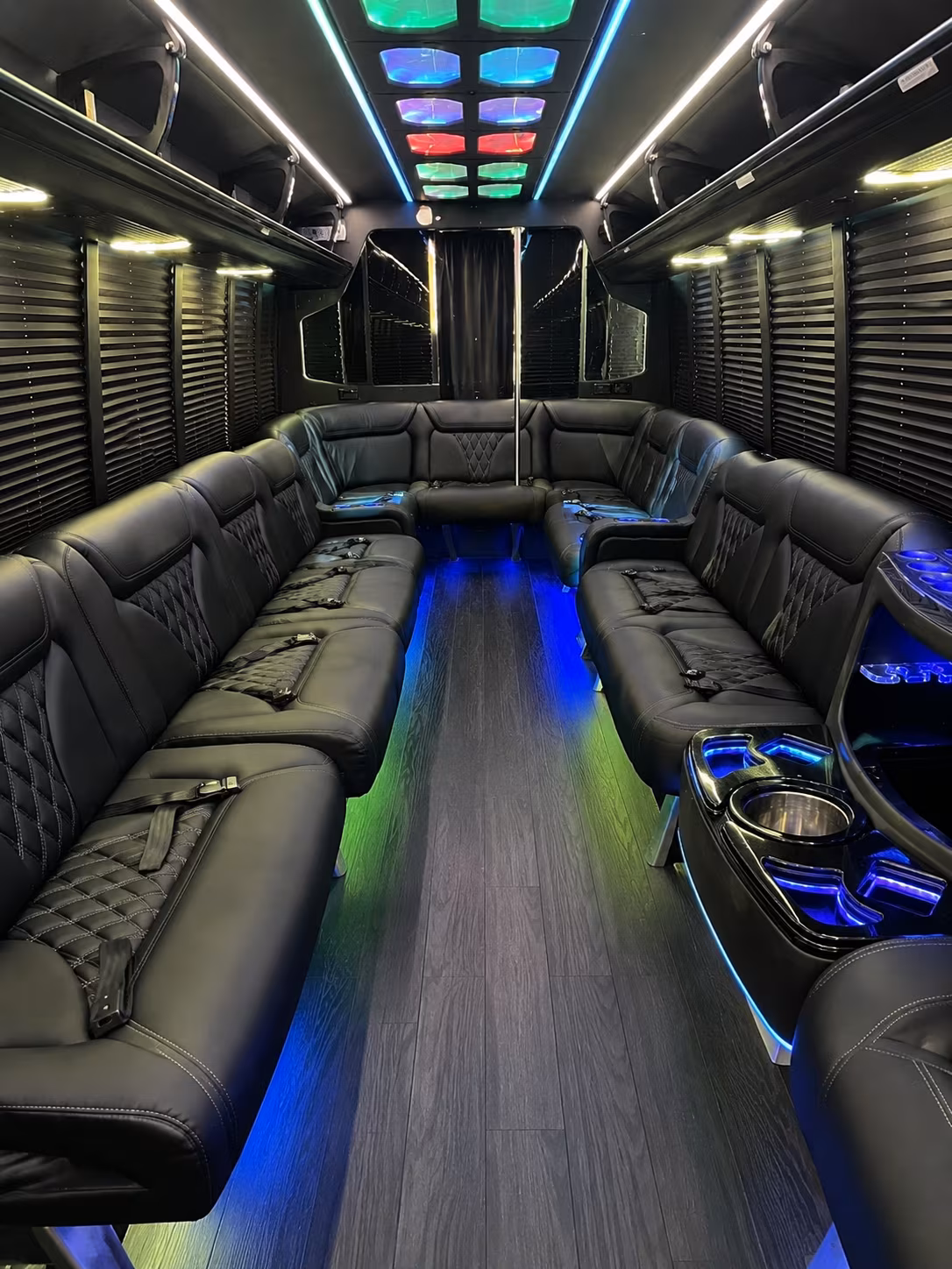 roanoke 20 passenger party bus interior