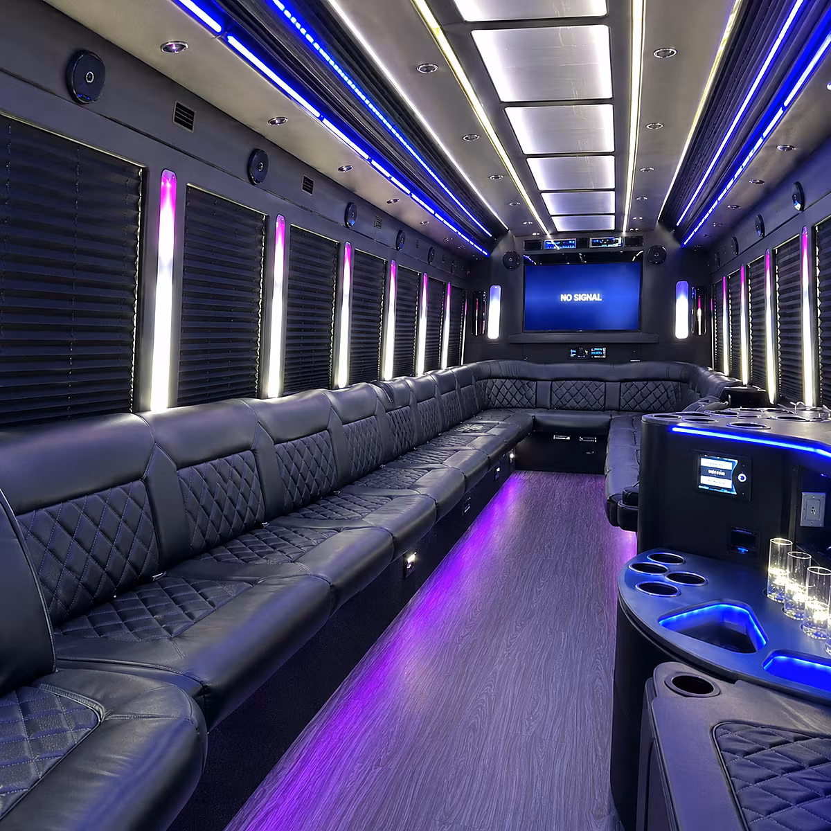 roanoke 30 passenger party bus inside