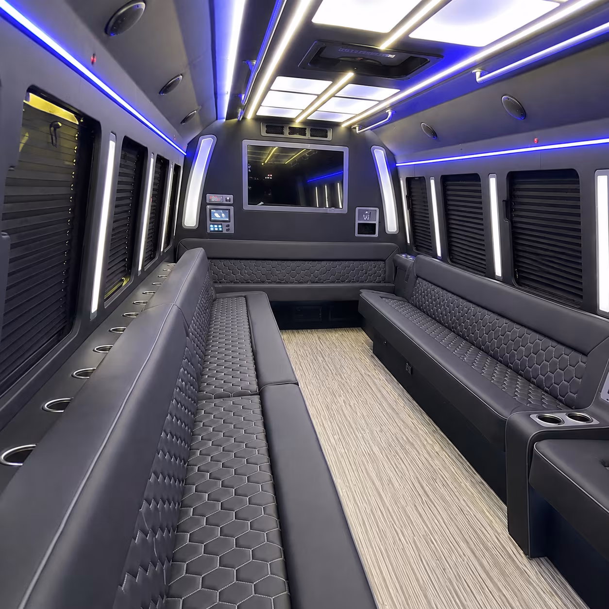 roanoke 40 passenger party bus inside