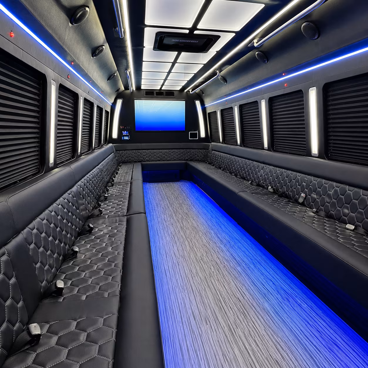 roanoke 50 passenger party bus inside